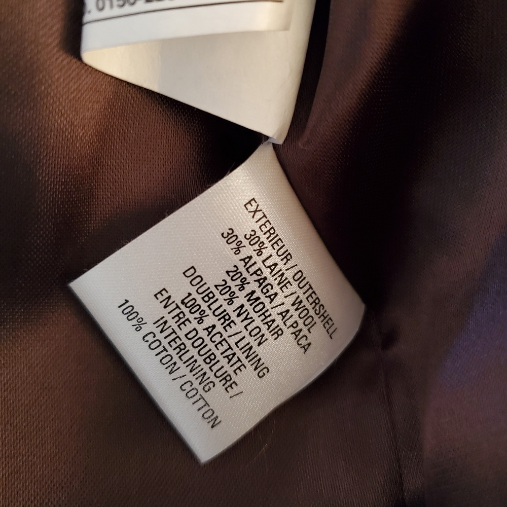 Gorgeous Women's Brown Herringbone Double-Breasted Winter Coat Alpaca Wool - Picture 7 of 15